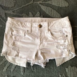American Eagle Shorts White Distressed